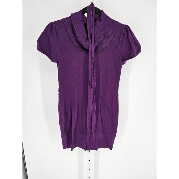 Sweater Project Women's Cowl Neck Lace Knitted Purple Pullover Sweater Size L - Picture 1 of 4